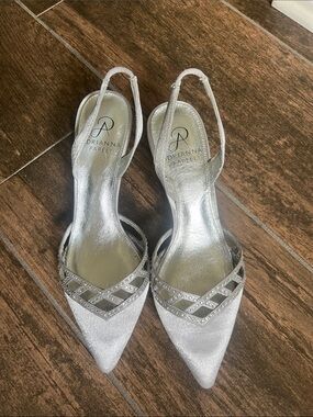 Adrianna Papell Sparkling Silver Pointed Slingback Heels